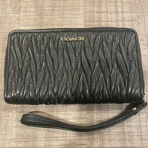 Coach black leather Wallet phone wristlet